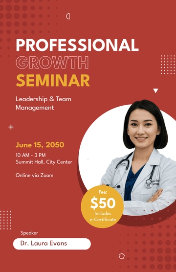 Free Red Seminar Course Poster Template to Edit Online