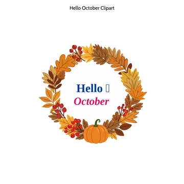 Free Hello October Clipart to Edit Online