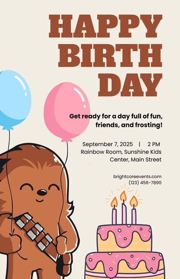 Free Simple Cartoon Birthday Poster Template to Edit Online