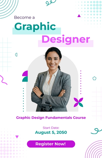 Free Graphic Design Course Poster Template to Edit Online