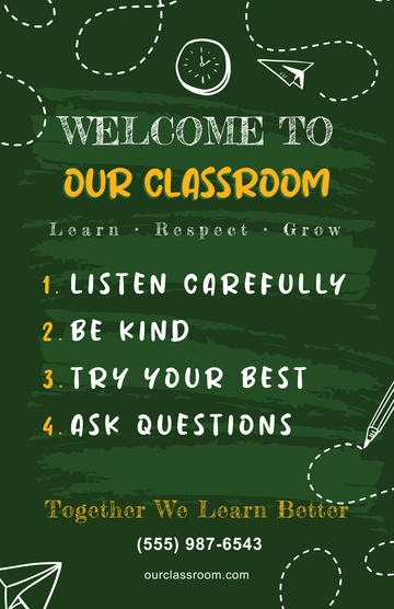 Free Green Classroom Informational Poster Template to Edit Online