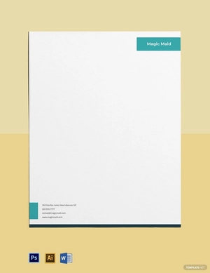 House Cleaning & Maid Services Letterhead Template