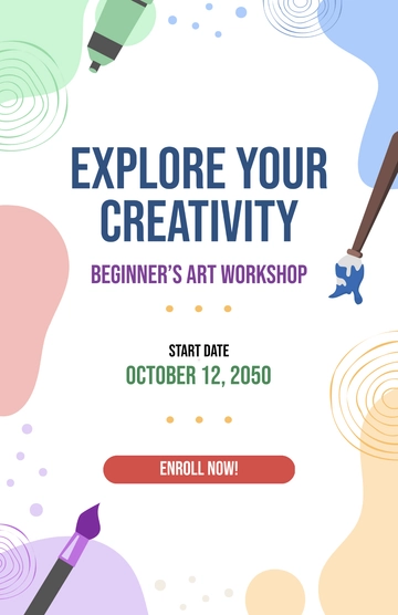 Free Colorful Art Course Poster Template to Edit Online
