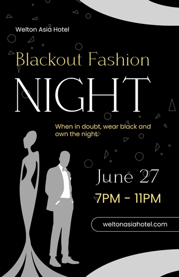 Free Black Fashion Party Poster Template to Edit Online