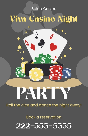 Free Casino Night Party Poster Template to Edit Online