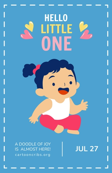 Free Cartoon Baby Shower Poster to Edit Online