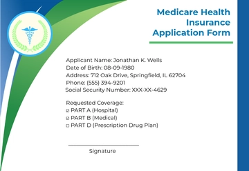 Free Medicare Card Application Form Template to Edit Online