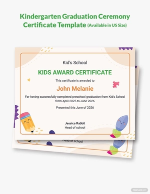 Kindergarten Graduation Ceremony Certificate Template