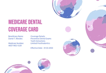Free Dental Medicare Card Template to Edit Online