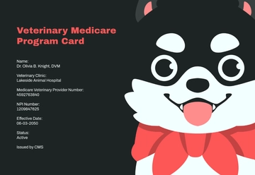 Free Veterinary Medicine Medicare Card Template to Edit Online