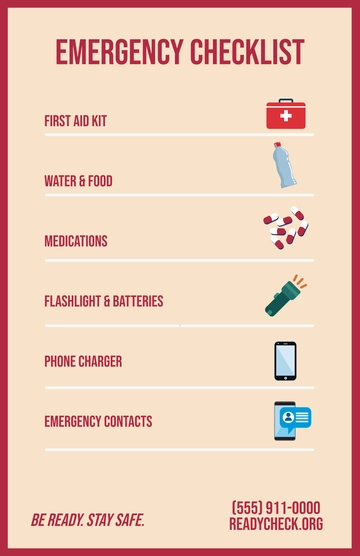 Free Aesthetic Emergency Checklist Poster Template to Edit Online