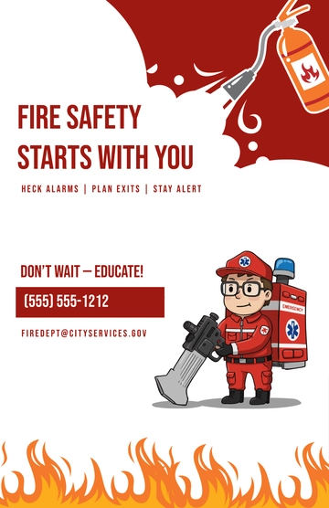 Free Modern Fire Prevention Awareness Poster Template to Edit Online