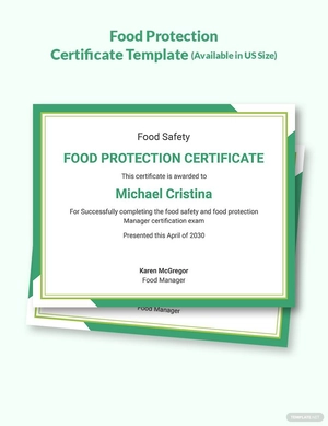 Food Protection Certificate Template
