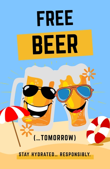 Free Funny Beer Poster Template to Edit Online