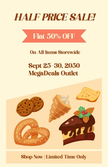 Free Bake Discount Poster Template to Edit Online