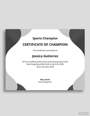 Sports Champion Certificate Template