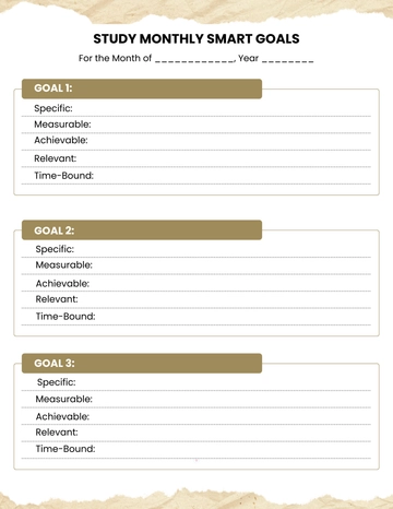 Free Study Monthly Smart Goals Template to Edit Online