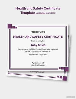 Health and Safety Certificate Template