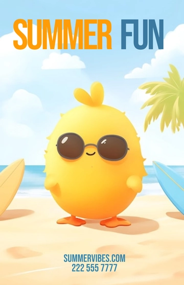 Free Cartoon Summer Poster Template to Edit Online