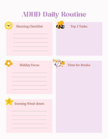 Free ADHD Daily Routine Template to Edit Online