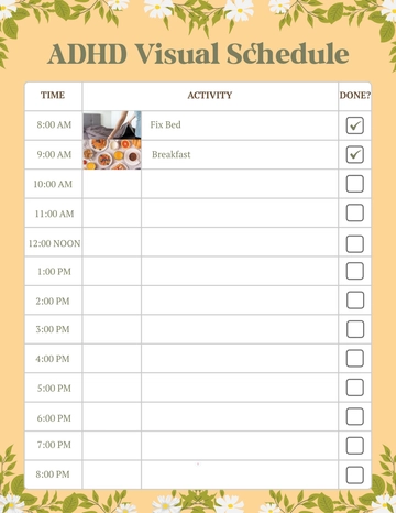 Free ADHD Visual Schedule Template to Edit Online