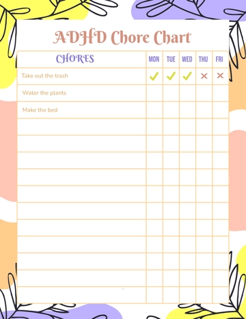 Free Creative ADHD Chore Chart Template to Edit Online