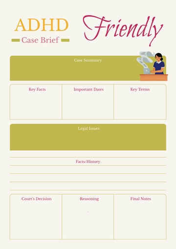 Free ADHD Friendly Case Brief Template to Edit Online