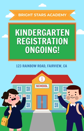 Free Kindergarten Registration Poster Template to Edit Online