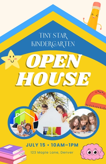 Free Open House Kindergarten Poster Template to Edit Online