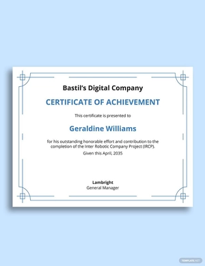 Achievement Corporate Certificate Template