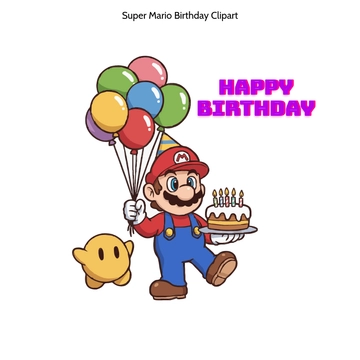 Free Super Mario Birthday Clipart to Edit Online
