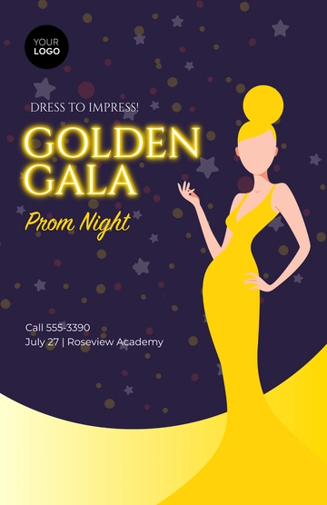 Free Gold Prom Dress Poster Template to Edit Online