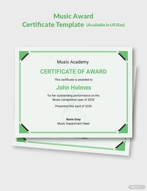 Music Award Certificate Template