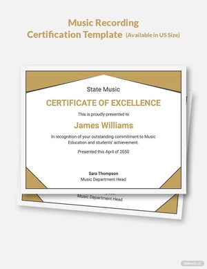 Music Recording Certification Template