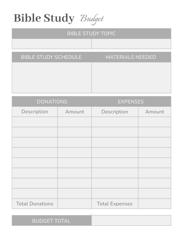 Free Bible Study Budget Template to Edit Online