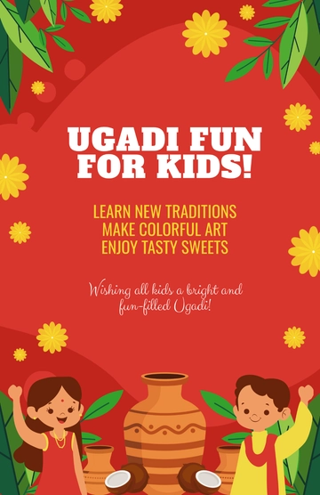 Free Colorful Ugadi Poster for Kids Template to Edit Online