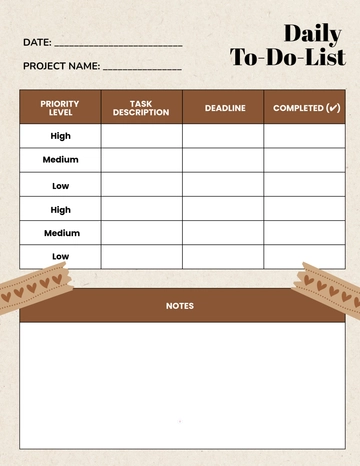 Free Daily To Do List Template