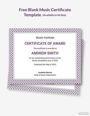 Blank Music Certificate Template