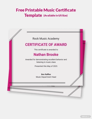 Printable Music Certificate Template