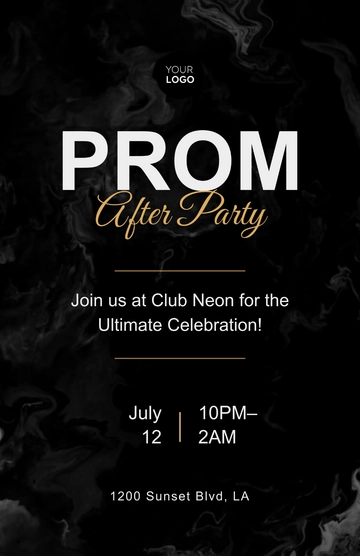 Free Black Prom After Party Poster Template to Edit Online