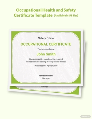 Occupational Health and Safety Care Certificate Template