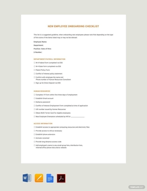 HR New Employee Onboarding Checklist Template