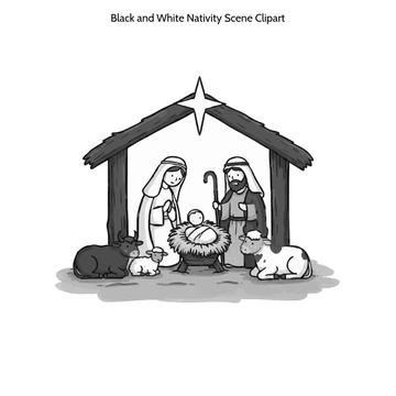 Free Black and White Nativity Scene Clipart to Edit Online