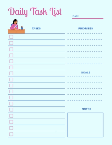 Free Daily Task List Template