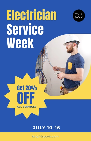 Free Blue Service Week Poster Template to Edit Online