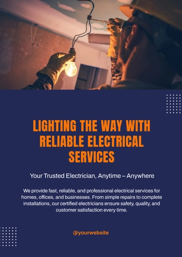 Free Blank Electrician Service Poster Template to Edit Online