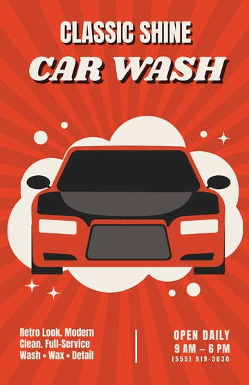 Free Retro Professional Car Wash Poster to Edit Online