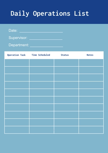 Free Daily Operartions List Template