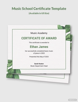 Music School Certificate Template