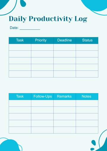 Free Blank Daily Productivity Template to Edit Online